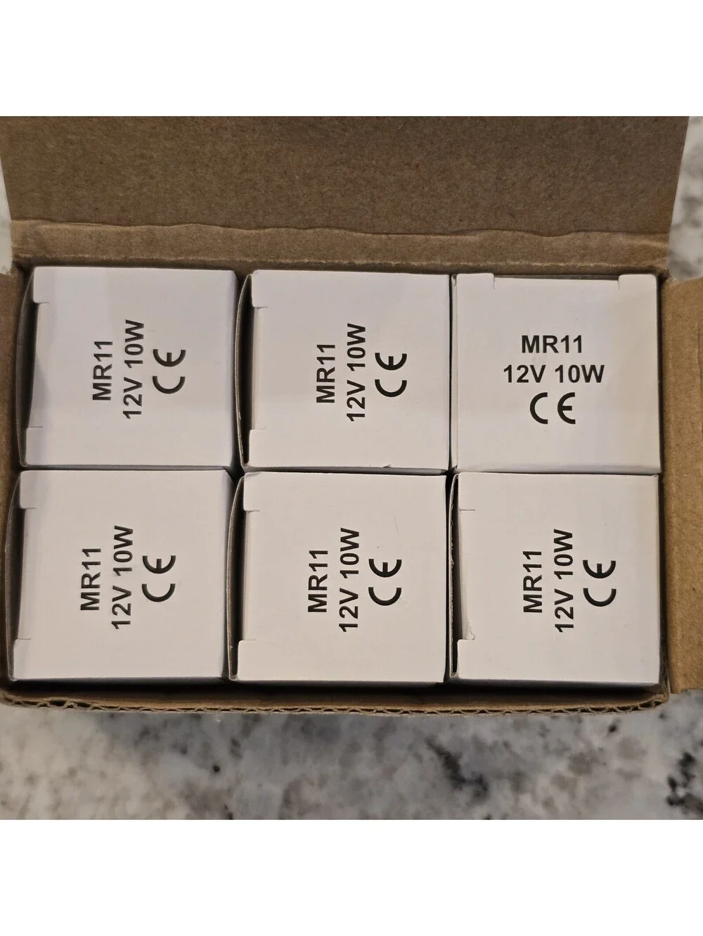 Lot of 6 MR11 30° Narrow Flood Light Bulb, 10W, 12V, 2-Pin GU4, 2800K